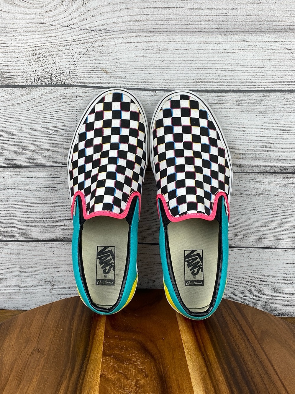 Vans Classic Slip On Crazy Retro Checkered Shoes Men’s Size 11.5 Women’s Size 13 - Picture 10 of 12